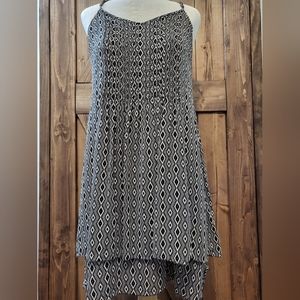 Sanctuary Adjustable Speghetti Strap Dress Black & Cream Flowy Two-Tiered Sz S